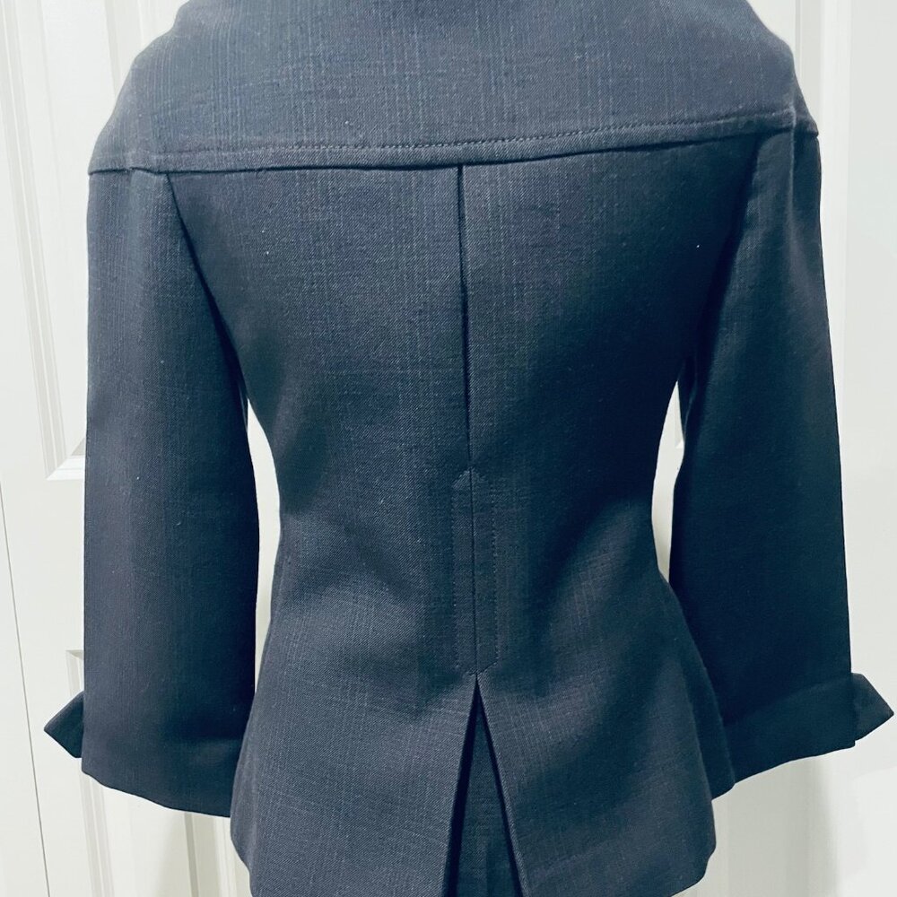 PRADA NAVY AND BROWN PLAID DOUBLE BREASTED BLAZER - SIZE 40 IT - Picture 10 of 12
